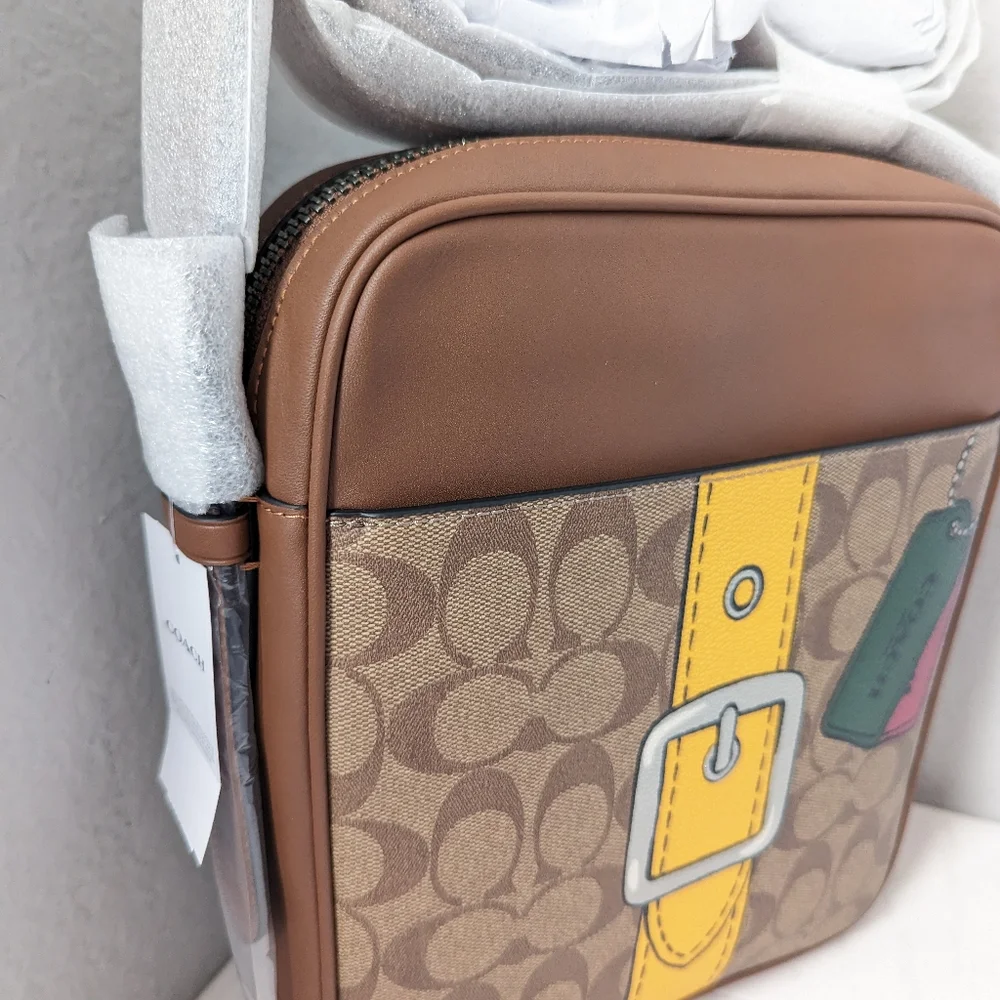 NWT Coach CH200 Hudson Crossbody 21 Signature Canvas&Leather Trompe L'oeil Print